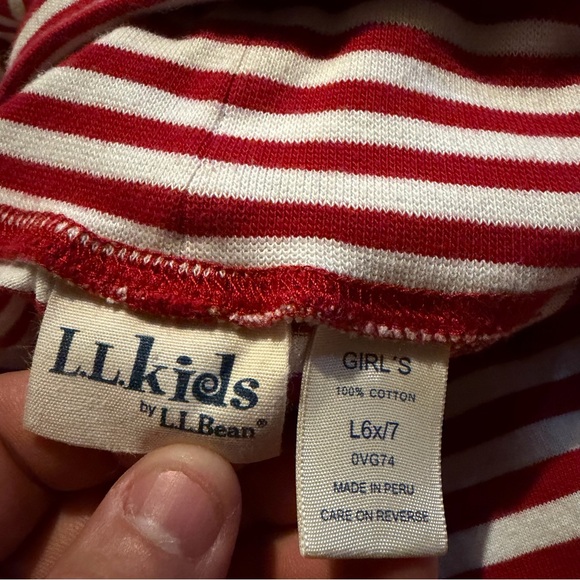 L.L. Bean LL Kids red and white striped turtle neck size large (6-7) - Picture 5 of 5